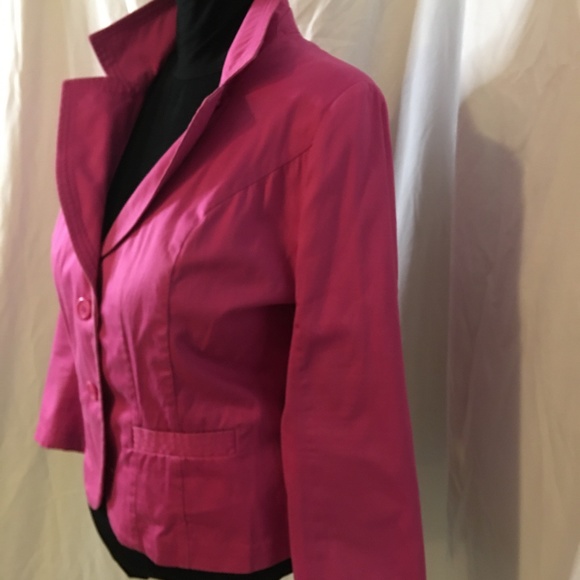 Lane Bryant Cotton Hot Pink 3/4 Sleeve Jacket 16 - Picture 2 of 6